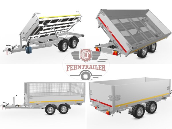 Eduard 3116 GD Dreiseitenkipper Bordwände 30cm - 2000kg- Handpumpe Lfh 63cm - 195/50R13